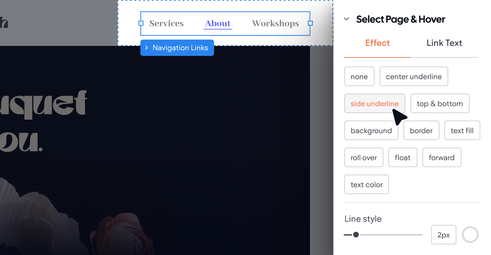 A screenshot of a website with a navigation menu