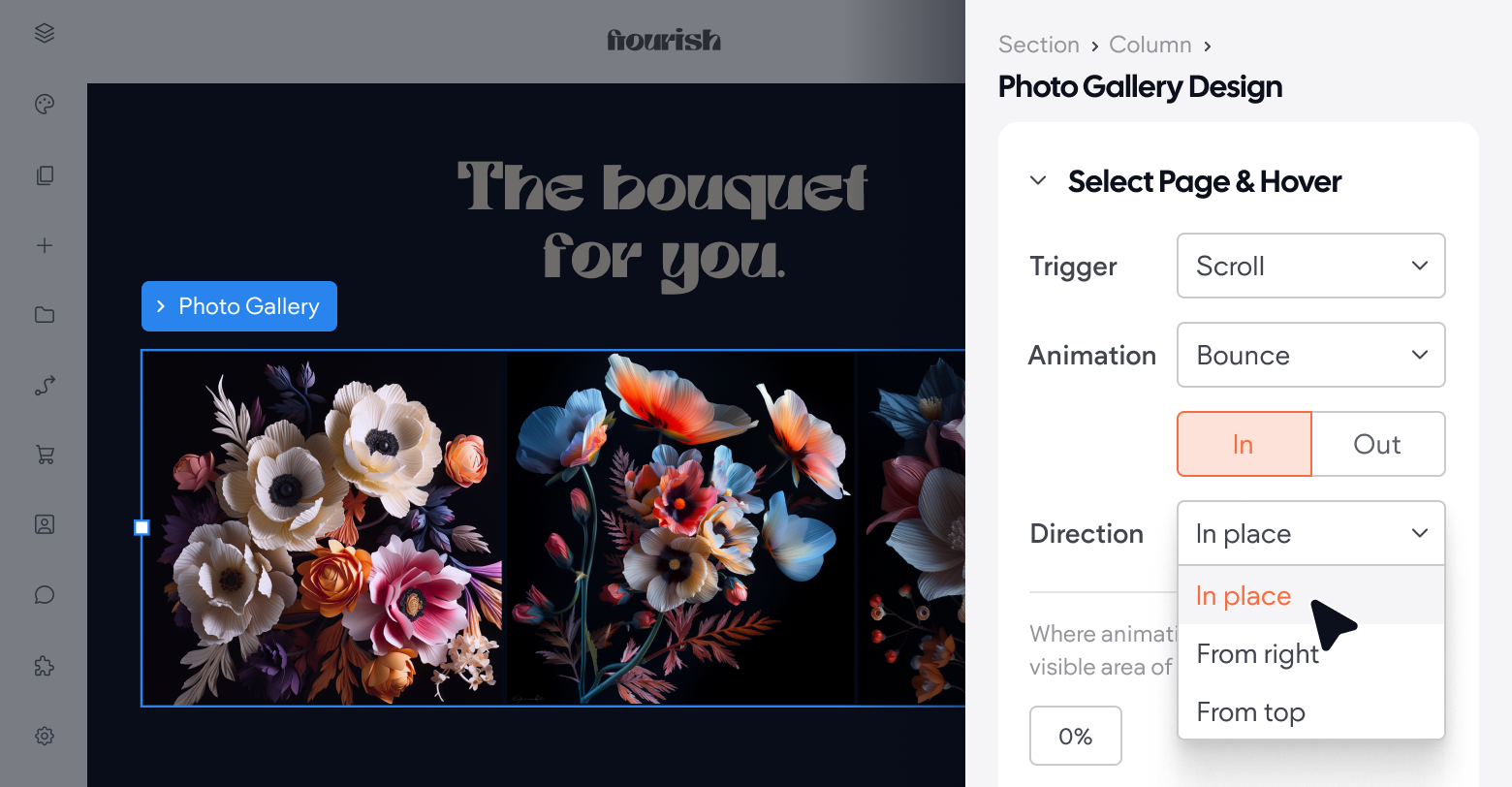 A screenshot of a website with a photo gallery component