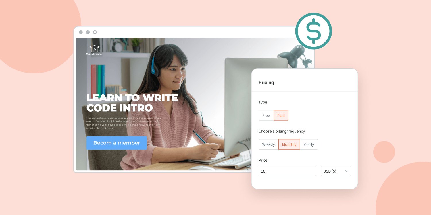 A woman looking at a laptop with the dollar icon
