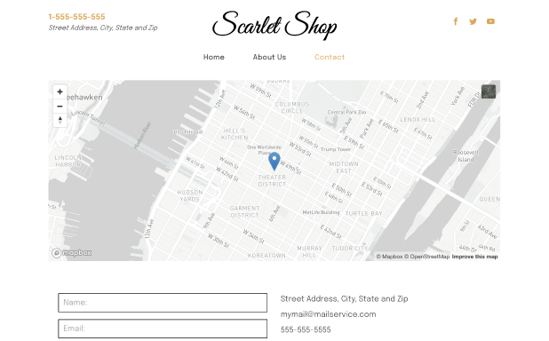 A screenshot of a contact us page