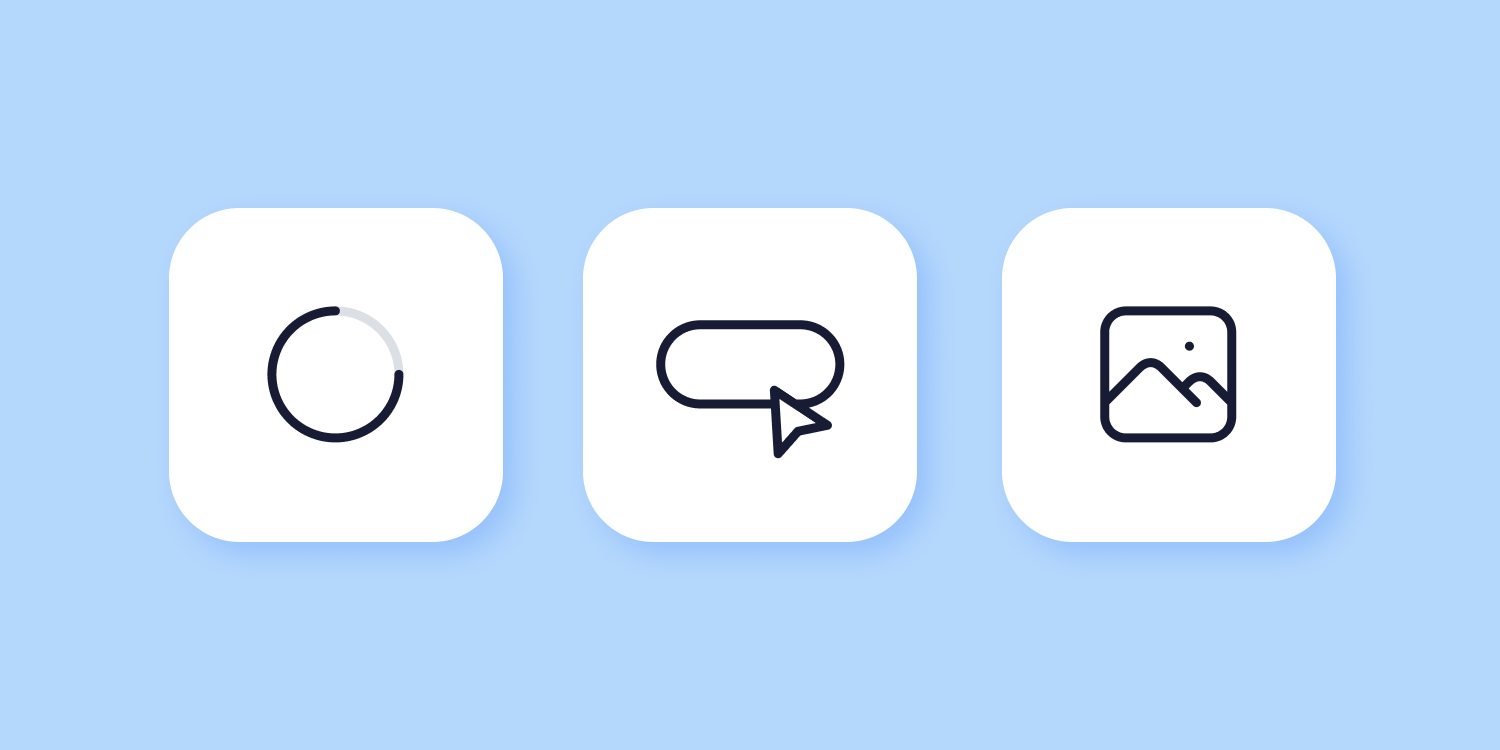 A visual representation of Google's three Core Web Vitals metrics. The first indicates loading, the second interactivity, and the third visual stability.