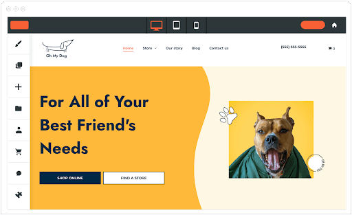 An eCommerce site inside the Duda editor