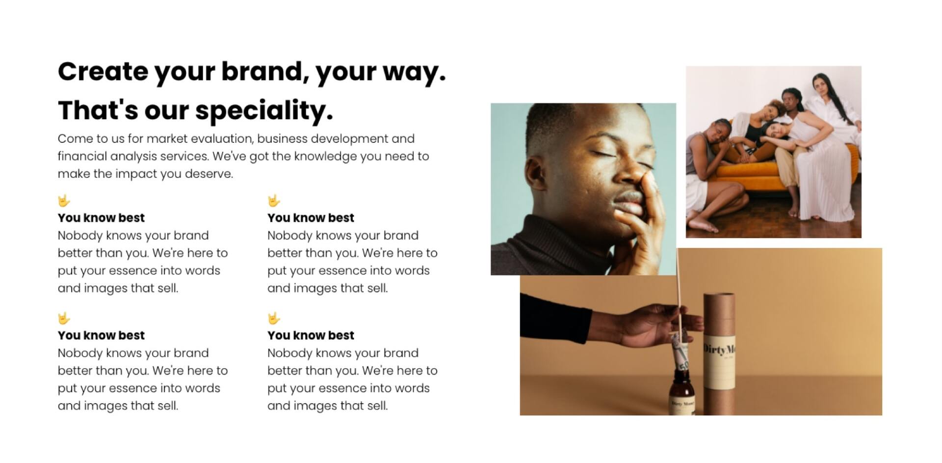 flexbox example of a mixed media layout with text and images