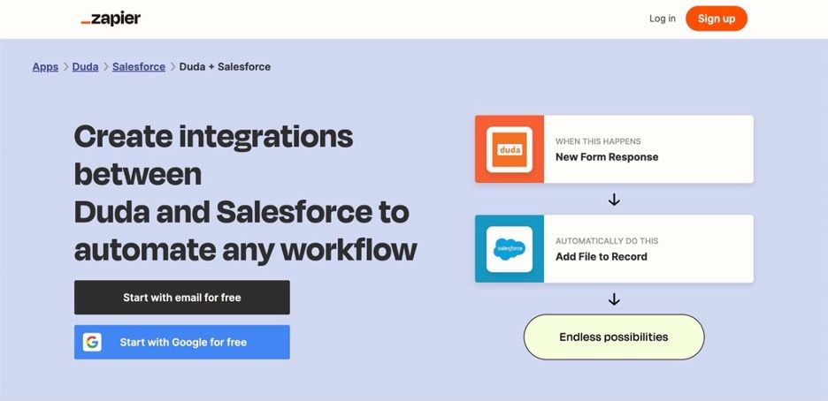 A screenshot of the Zapier website that says: 