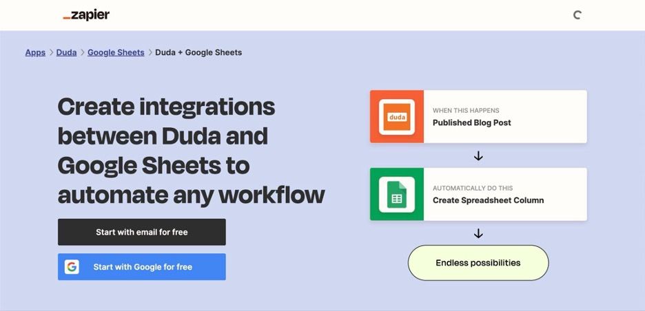 A screenshot of the Zapier website that says: 