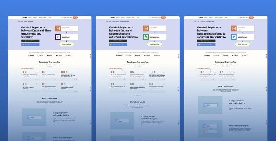 An example of the Zapier pages template