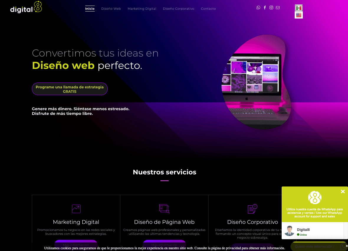 A screenshot of Digital8 in Spanish