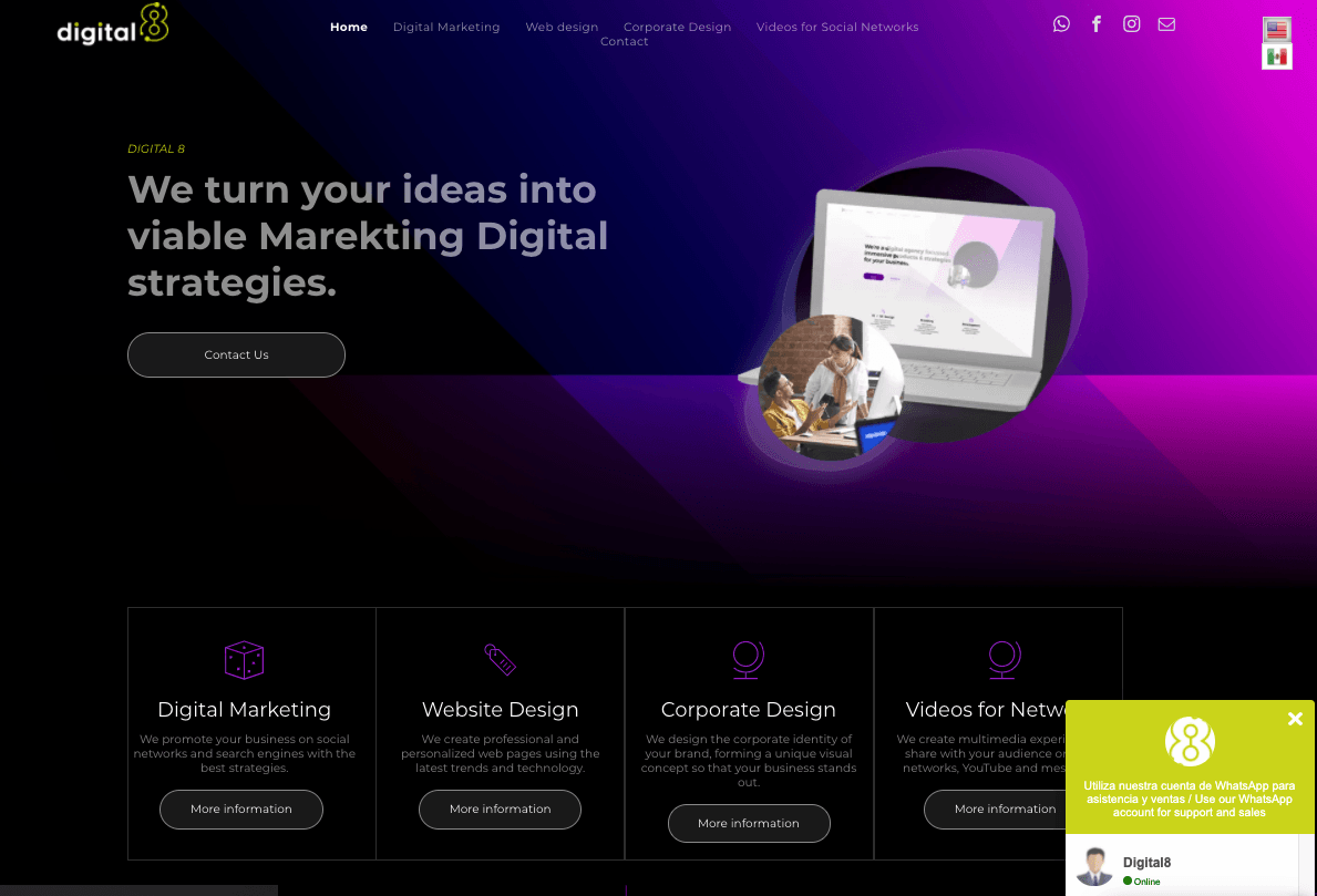 A screenshot of Digital8 in English