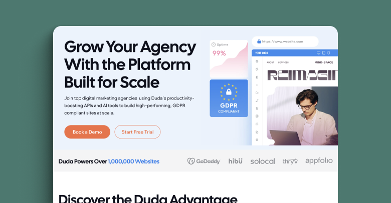 A screenshot of a Duda landing page