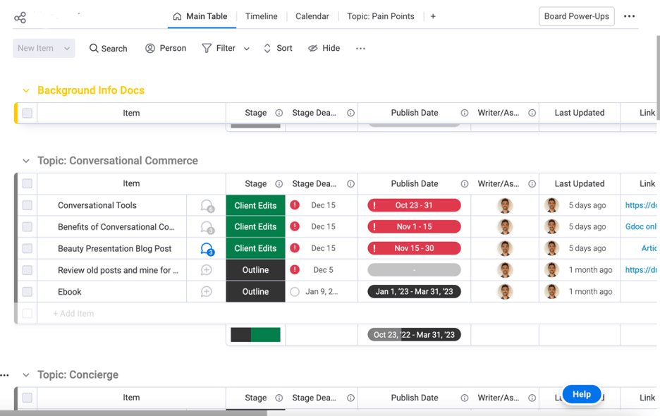 A screenshot from a team collaboration software