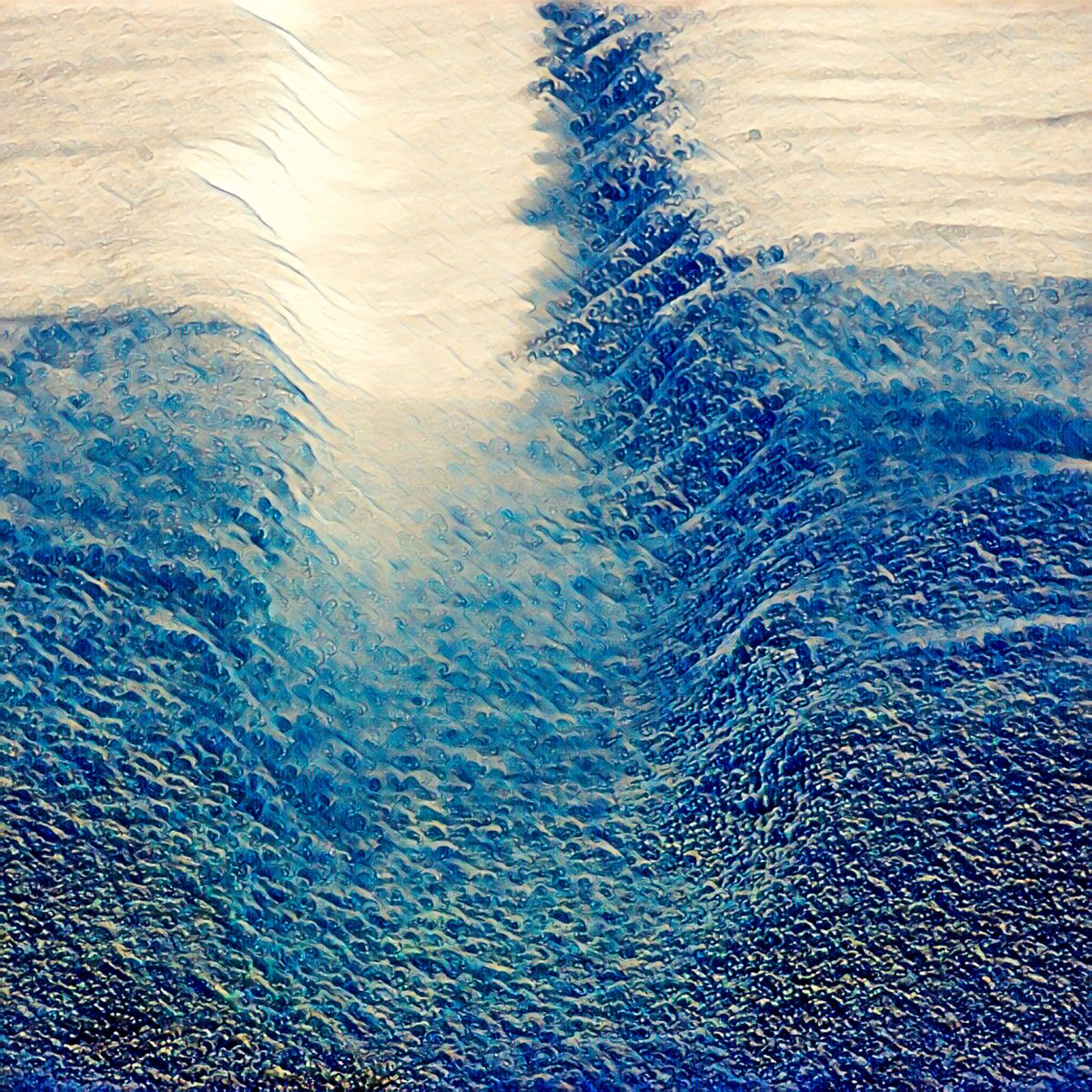 A painting of a wave in the ocean