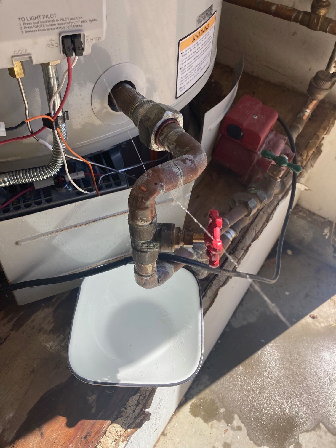 Water heater return line repair from recirculation pump leaking