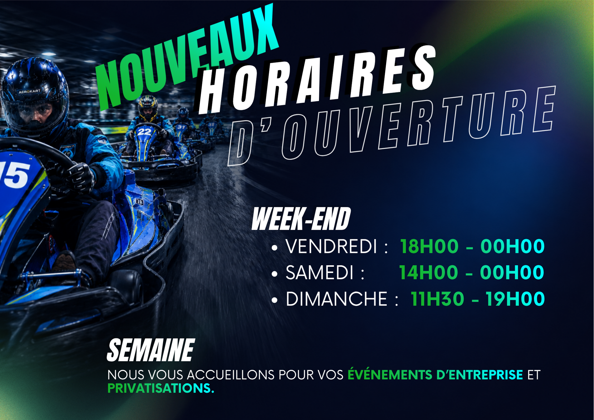 Nouveaux horaires d'ouverture