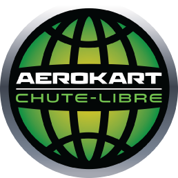 Un logo vert et noir pour aerokart simulateur de chute libre