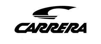 Carrera logo with a black curved shape above the word