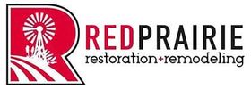 Red Prairie Restoration + Remodeling logo with red windmill icon and gray text