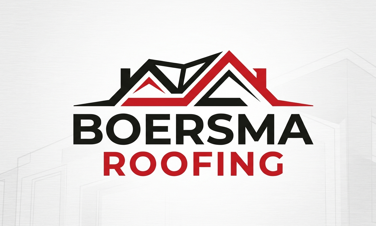 Boersma Roofing logo with stylized black and red roofline above bold black and red text.