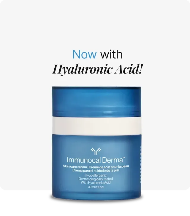 Tarro azul de crema Immunocal Derma con el texto