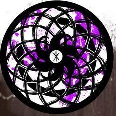 It looks like a stained glass window with a purple background.