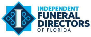 Independent Funeral Directors of Florida logo with blue diamond and white candle icon
