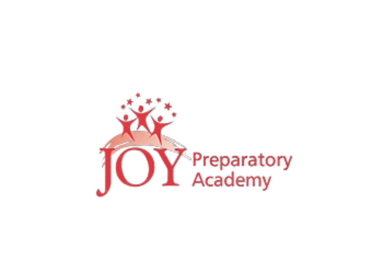 JOY Preparatory Academy logo in red with stylized figures above the text