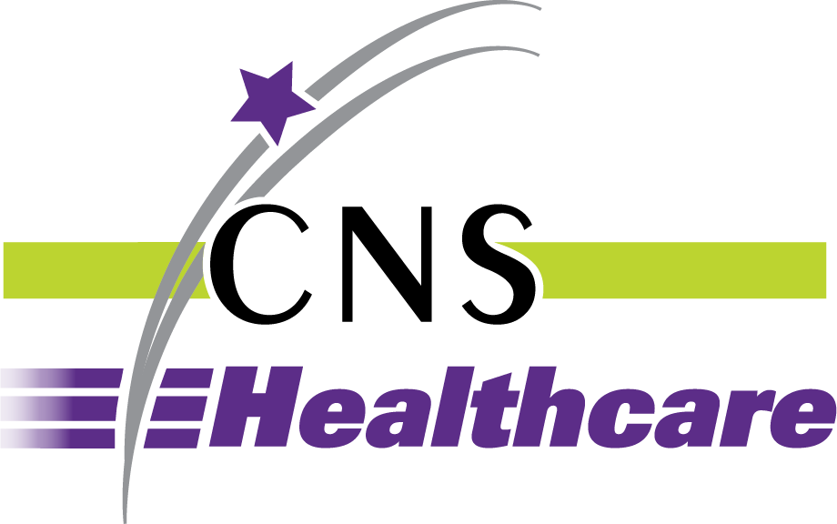 CNS Healthcare logo with purple star, green and gray accents, and black and purple text