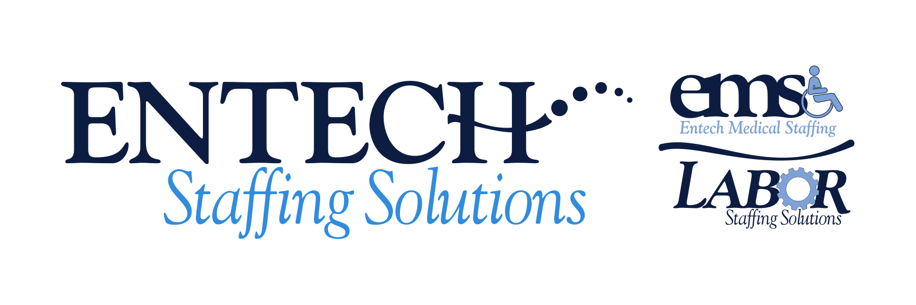 ENTECH Staffing Solutions and EMS Labor logos in dark blue and gray on a white background