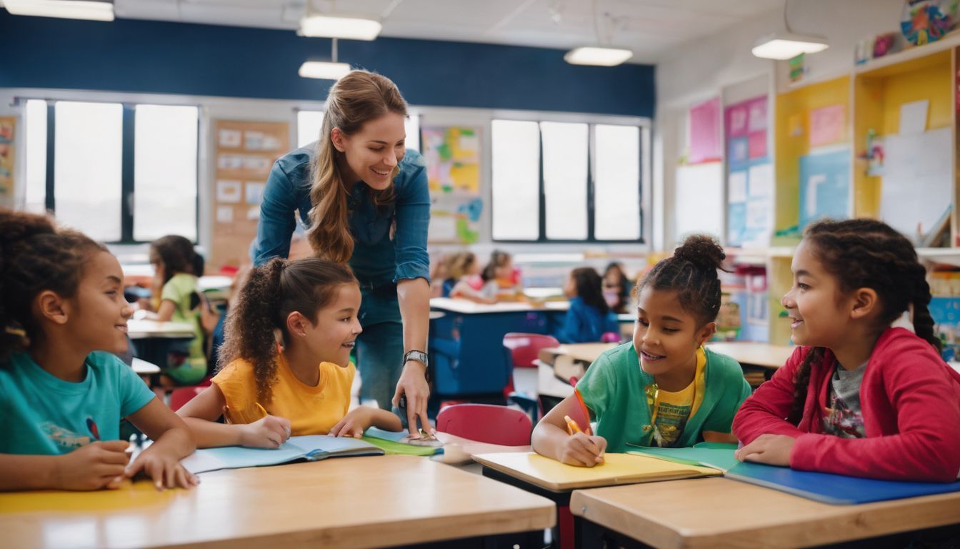 a teacher is teaching a group of young girls in a classroom .