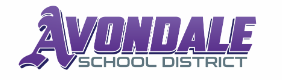 Avondale School District logo in purple and black text on a white background