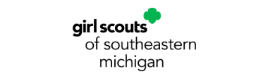 Girl Scouts of Southeastern Michigan logo with green clover icon on white background