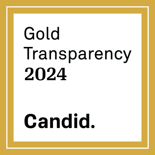 Gold Transparency 2024 badge from Candid. Gold border surrounds white box with text.