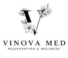 VINOVA MED logo with a floral letter V and the words “REJUVENATION & WELLNESS”