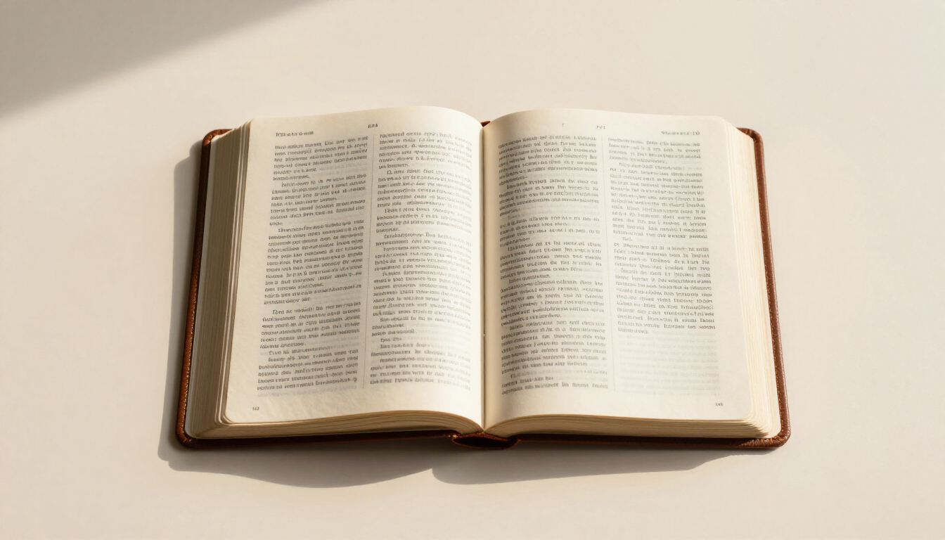 Open journal and Bible on a warm cream surface