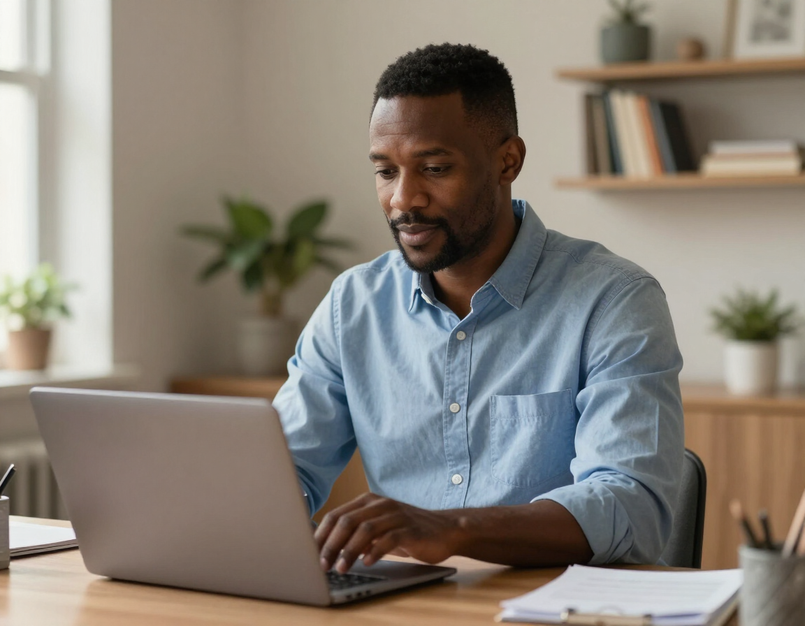 Professional participating in a remote coaching video call