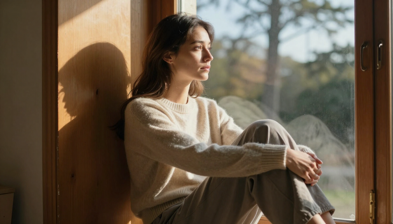 A woman reflecting by a window — representing the emotional weight of unhealthy relational attachments and the process of gaining clarity.