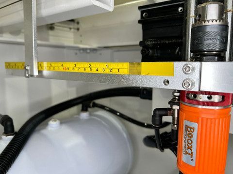 End stop tape measure on handle drill motor