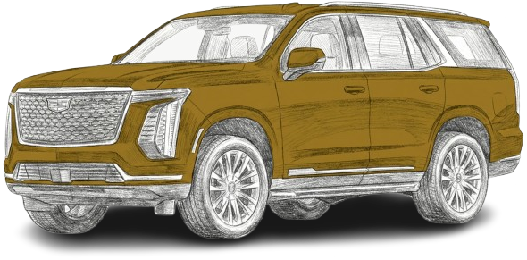 Gold SUV concept sketch on white background