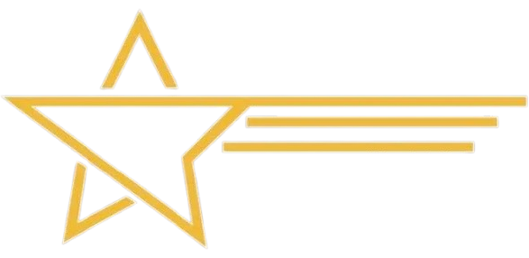 Gold star with three parallel lines extending to the right.