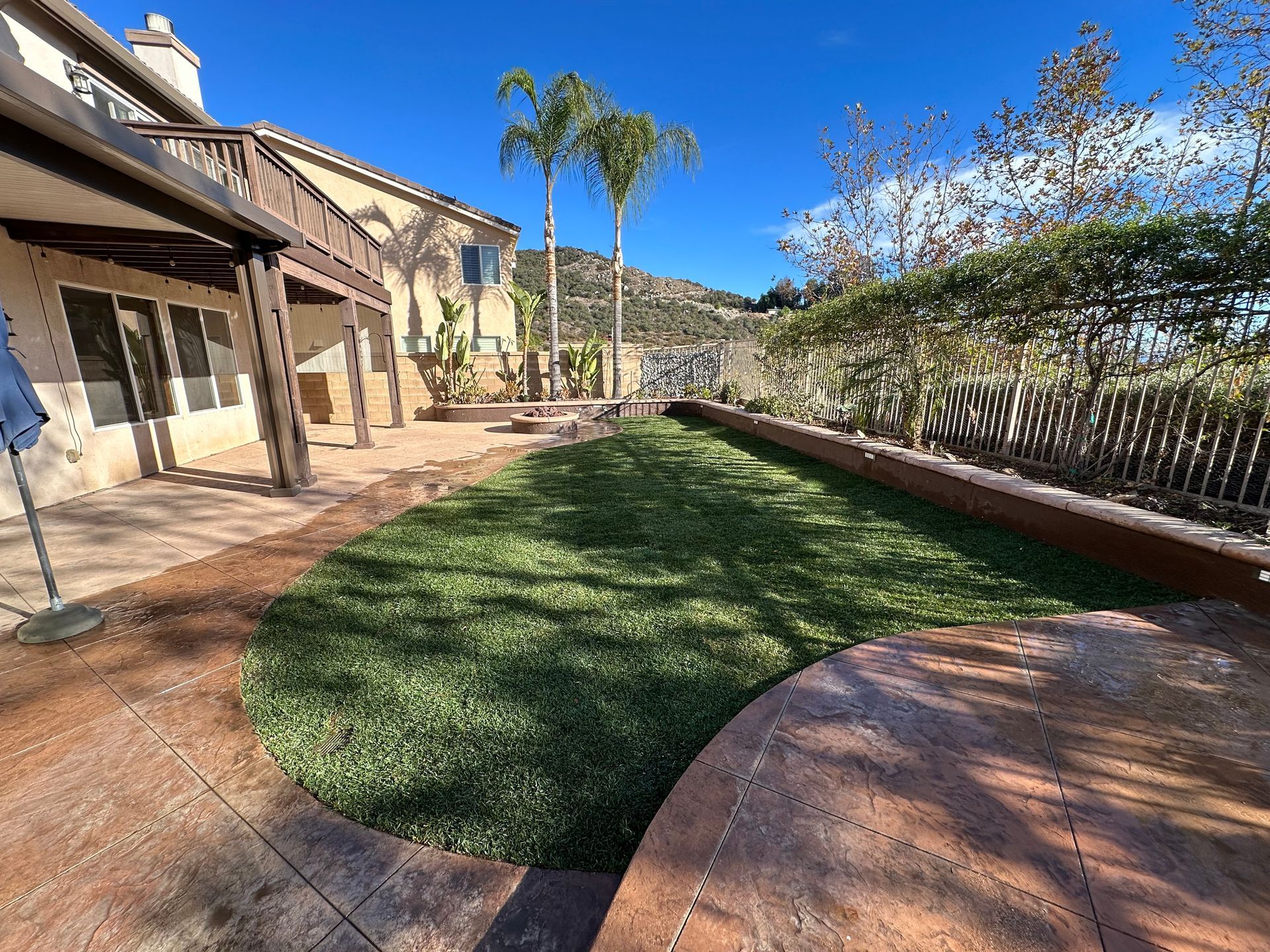 Artificial turf and concrete steps