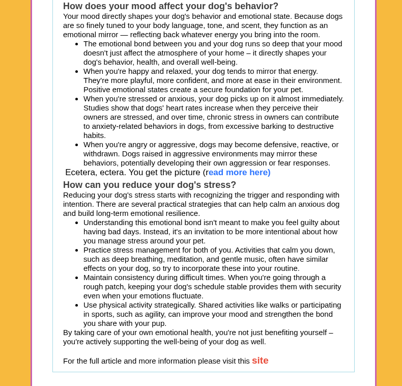 Small black-and-tan dog photo above a black-and-white line drawing on a document page with text.