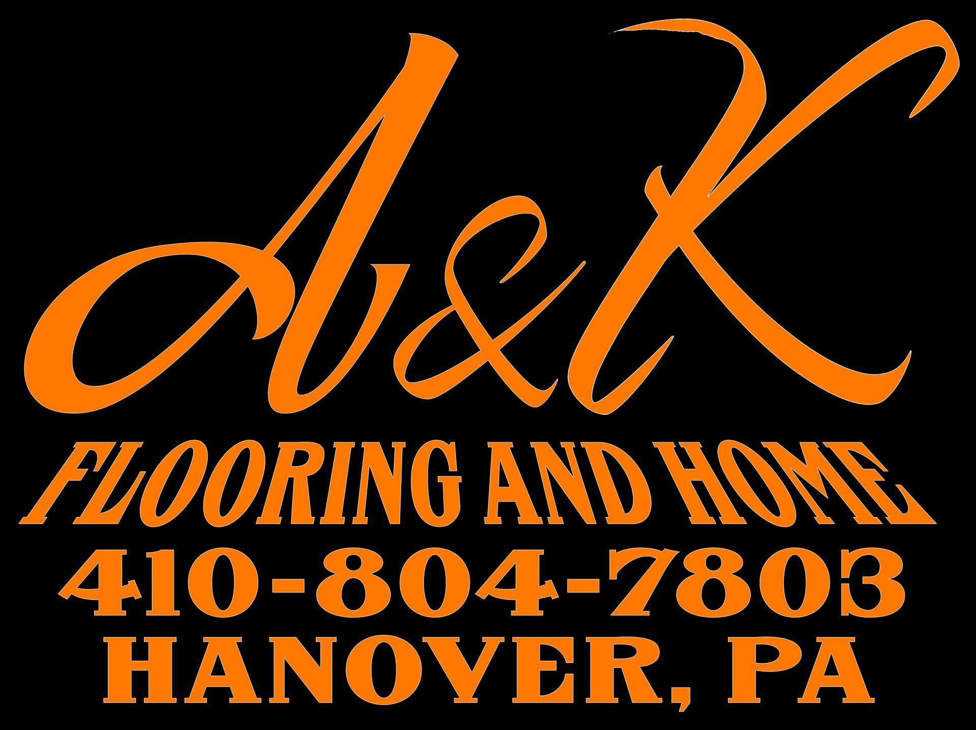 A logo for a & k flooring and home in hanover pa