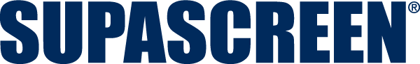 Blue SUPASCREEN logo text on a white background