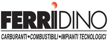 Logo FERRIDINO con testo nero e accenti arancioni, oltre allo slogan per carburante, combustione e sistemi tecnologici.