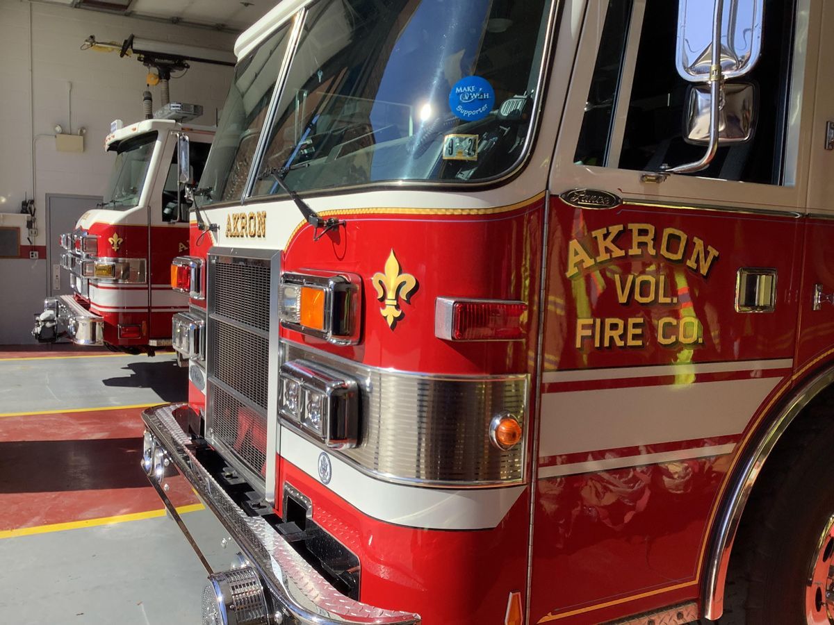 Fire engines parked in fire house