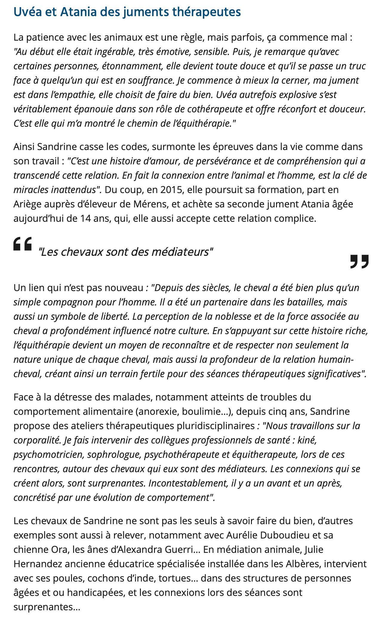 Document texte, texte noir sur fond blanc ; un article écrit avec des paragraphes et des citations.
