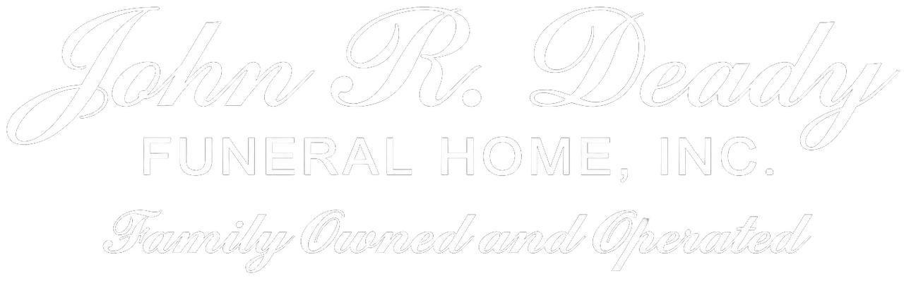 John M. Doudy Funeral Home, Inc. logo with the tagline "Family Owned and Operated" in white text on a black background.