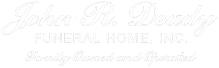 John M. Doudy Funeral Home, Inc. logo with the tagline "Family Owned and Operated" in white text on a black background.