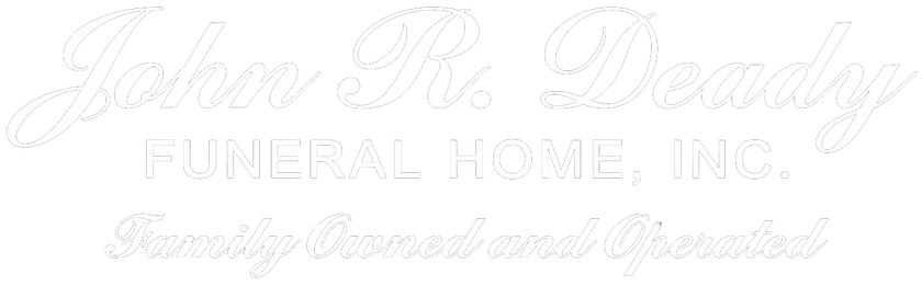 John M. Doudy Funeral Home, Inc. logo with the tagline "Family Owned and Operated" in white text on a black background.