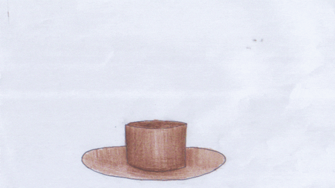 A drawing of a cup on a saucer on a white background.