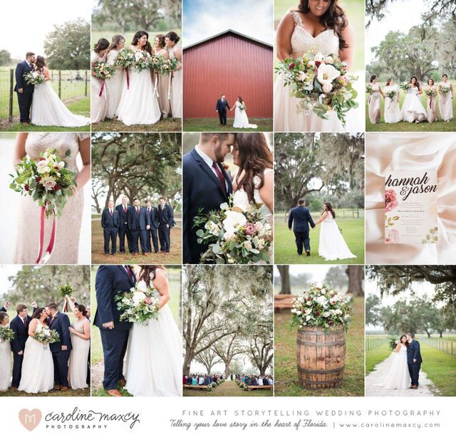 A collage of photos of a wedding by caroline monty